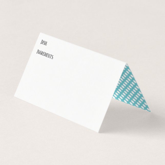 Türkis White Polka Dot Potluck Dish Rezept Card Visitenkarten (Vorderseite)