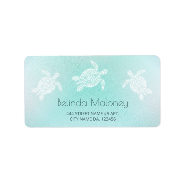 Türkis White Turtle Adressaufkleber (Vorne)