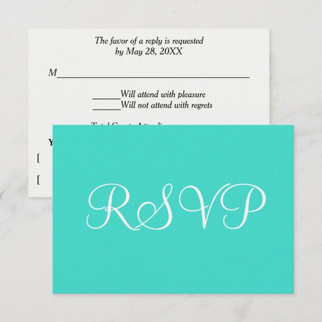 Türkis White Wedding RSVP (Vorne/Hinten)