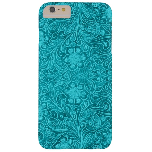 Türkis-Wildleder Leather Look Blumendesign Case-Mate iPhone Hülle (Rückseite)