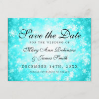Türkis Winter Wonderland Save the Date Elegant
