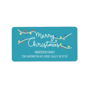 Türkis Xmas Light Frohe Weihnachtsadresse Label Adressaufkleber