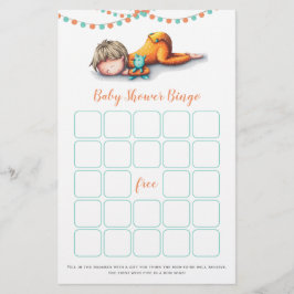 Türkis Yellow Baby Sleeping Bingo Game Card