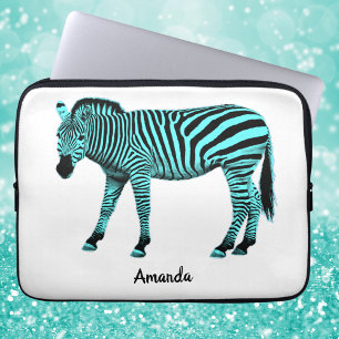 Türkis Zebra Electronics Bag mit Ihrem Namen Laptopschutzhülle