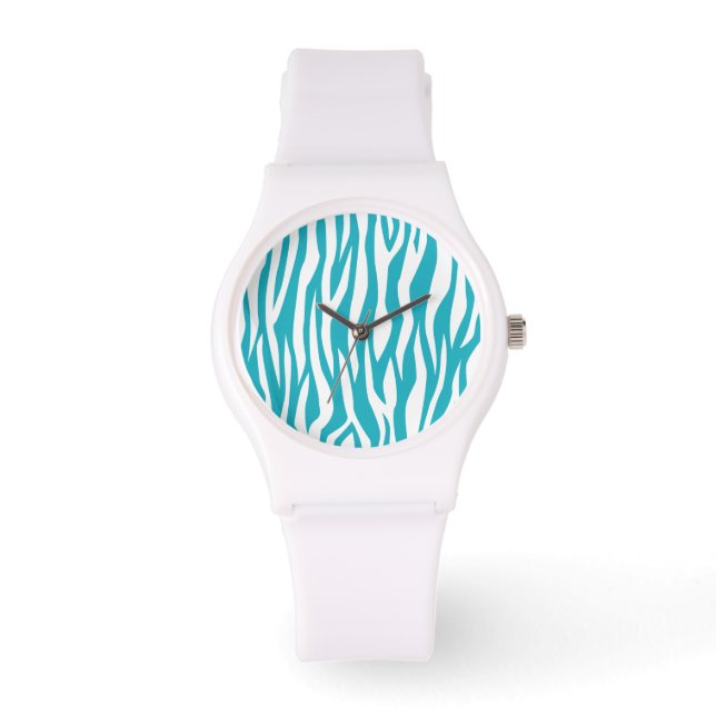 Türkis Zebra Print Armbanduhr (Vorderseite)