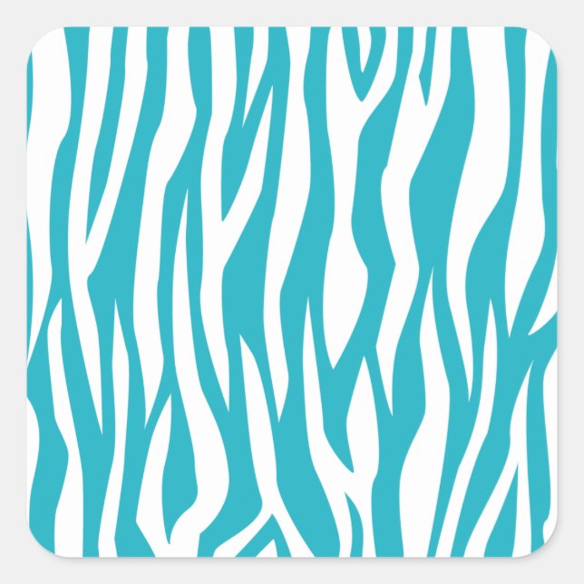 Türkis Zebra Print Quadratischer Aufkleber (Vorderseite)