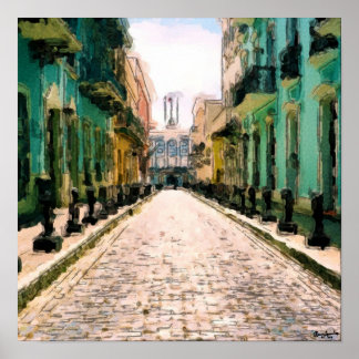 Türkisalley - Aquarellzeichnung Poster