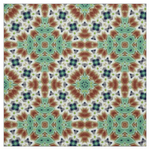 Türkisbeige farbenfrohe Kaleidoskop-Ornament Stoff