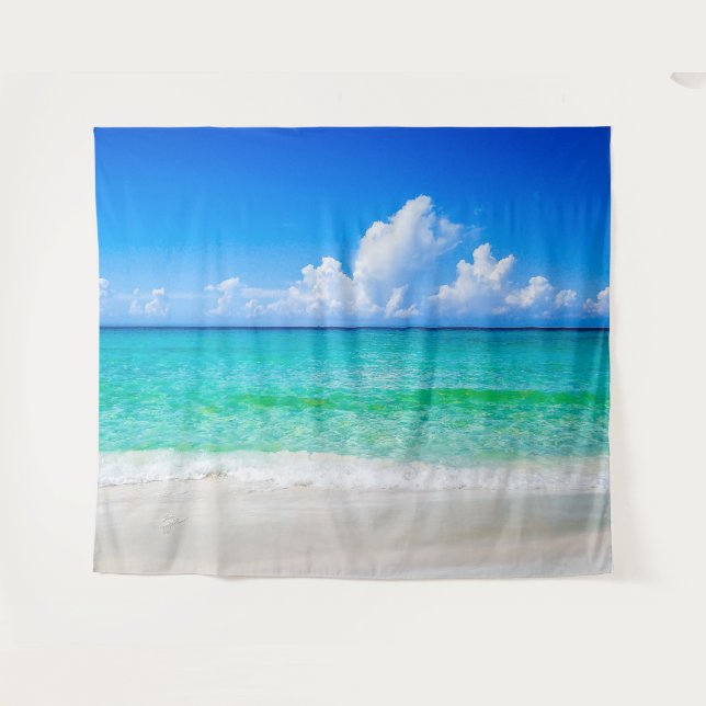Türkisblau am tropischen Strand Wandteppich (Vorderseite (Horizontal))