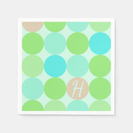 Türkisblau, Apfelgrün und helle Korallenzirkel Serviette