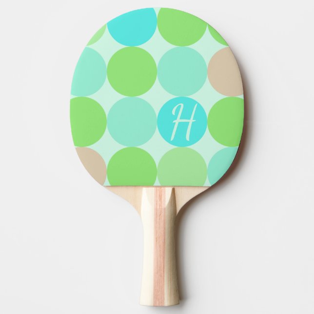 Türkisblau, Apfelgrün und helle Korallenzirkel Tischtennis Schläger (Vorderseite)