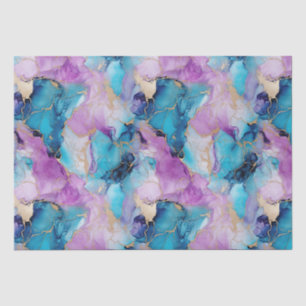 Türkisblau Aqua Lila Goldmarmor Seidenpapier