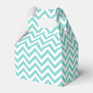 Türkisblau Aqua Weißes Zickzack ZigZag Muster Geschenkschachtel