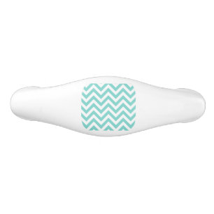 Türkisblau Aqua Weißes Zickzack ZigZag Muster Keramik Schubladengriff