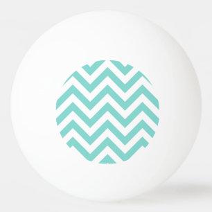 Türkisblau Aqua Weißes Zickzack ZigZag Muster Tischtennisball