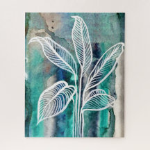 Türkisblau & Aquamarin Moderne botanische Wasserfa