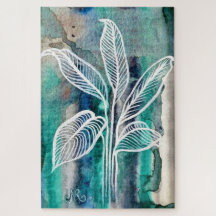Türkisblau & Aquamarin Moderne botanische Wasserfa