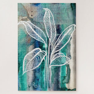 Türkisblau & Aquamarin Moderne botanische Wasserfa