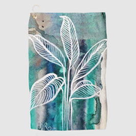 Türkisblau & Aquamarin Moderne botanische Wasserfa Golfhandtuch