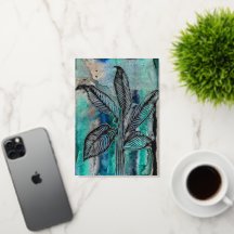 Türkisblau & Aquamarin Moderne botanische Wasserfa