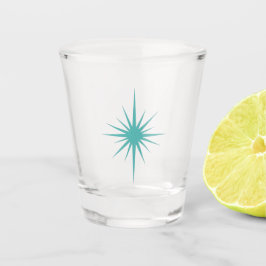 Türkisblau Atomare Sternexplosion Retro Mitte Jahr Schnapsglas