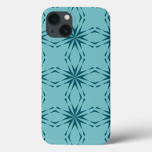 Türkisblau, cool, trendige Blume Case-Mate iPhone Hülle (Rückseite)