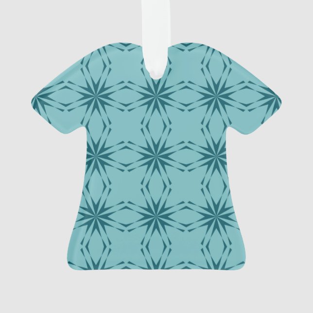 Türkisblau, cool, trendige Blume Ornament (Rückseite)