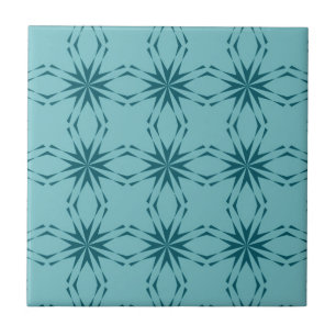 Türkisblau, coole, trendy Blumenabstraktion Fliese