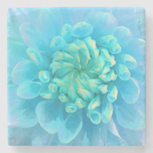 Türkisblau-Dahlia-Blume in Wasserfarbe Steinuntersetzer