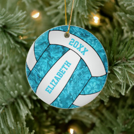 Türkisblau, Girl-Volleyball Keramik Ornament