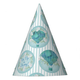Türkisblau Heißluftballon - Aqua Weiße Streifen Partyhütchen