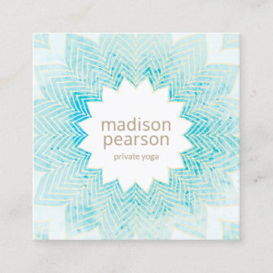 Türkisblau Lotus Mandala Blume Yoga Quadratische Visitenkarte