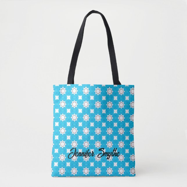 Türkisblau mit geometrischem Muster Tasche (Vorderseite)