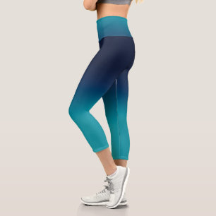 Türkisblau Ombre Elegantes Gradient Capri Leggings