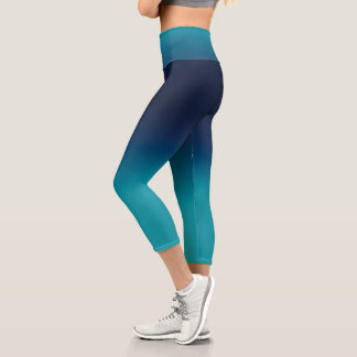 Türkisblau Ombre Elegantes Gradient Capri Leggings