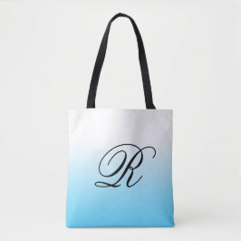 Türkisblau Ombre über jede Farbe mit Monogramm Tasche