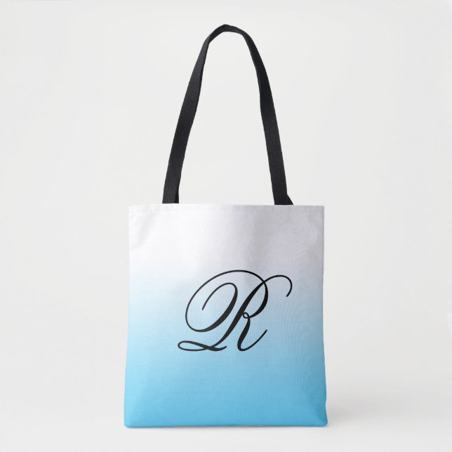 Türkisblau Ombre über jede Farbe mit Monogramm Tasche (Vorderseite)