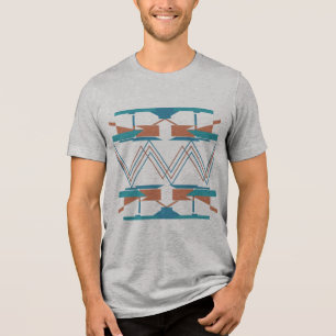 Türkisblau Orange Zig-zag Südwest Look Tri-Blend Shirt