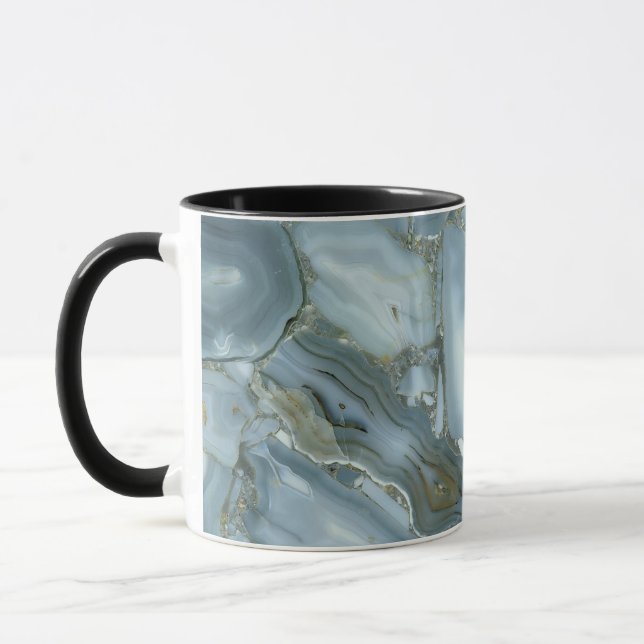 Türkisblau-Risse, graue blaue Marmorverkleidung Tasse (Links)