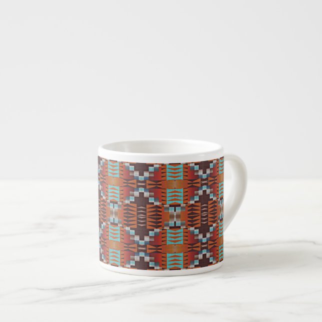 Türkisblau Rost Orange Rote Braun Kunst, Dichtung  Espressotasse (Vorderseite Rechts)