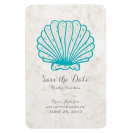 Türkisblau Rustikale Seashell Save the Date Magnet