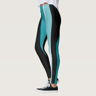 Türkisblau, schwarz und weiß leggings