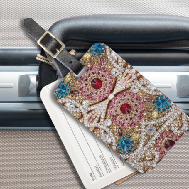 Türkisblau, silber, bordeauxrot, pink, böhmisch gepäckanhänger (turquoise blue silver gold burgundy pink bohemian luggage tag)