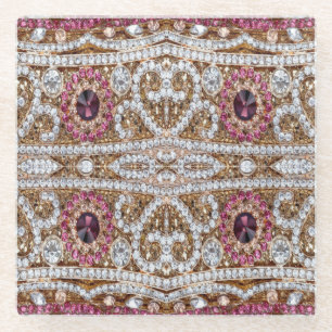 Türkisblau, silber, bordeauxrot, pink, böhmisch glasuntersetzer