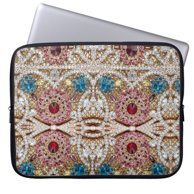 Türkisblau, silber, bordeauxrot, pink, böhmisch laptopschutzhülle (Vorderseite)