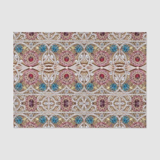 Türkisblau, silber, bordeauxrot, pink, böhmisch seidenpapier (Vorderseite)