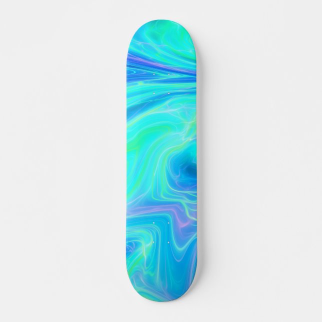 Türkisblau Tropenblau Abstrakt Skateboard (Vorne)
