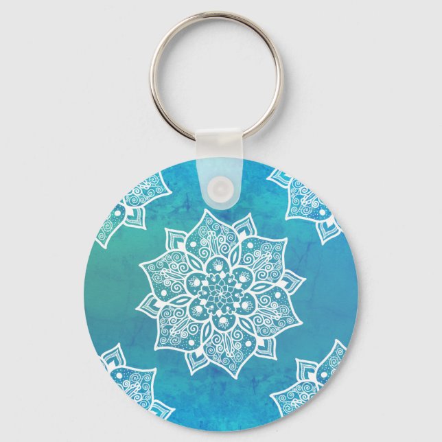 Türkisblau, türkisblau, Ober, Mandala Schlüsselanhänger (Vorderseite)