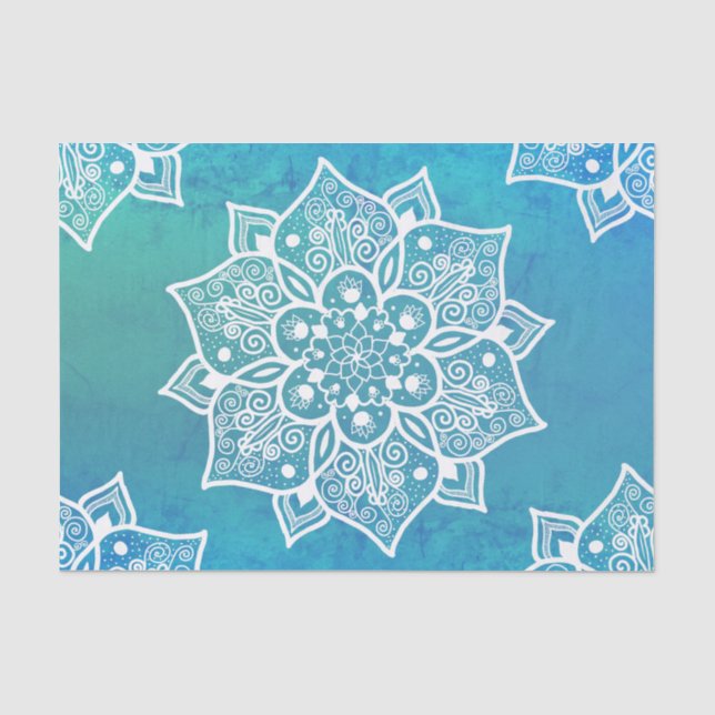 Türkisblau, türkisblau, Ober, Mandala Seidenpapier (Vorderseite)