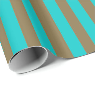 Türkisblau und Goldstreifen Geschenkpapier